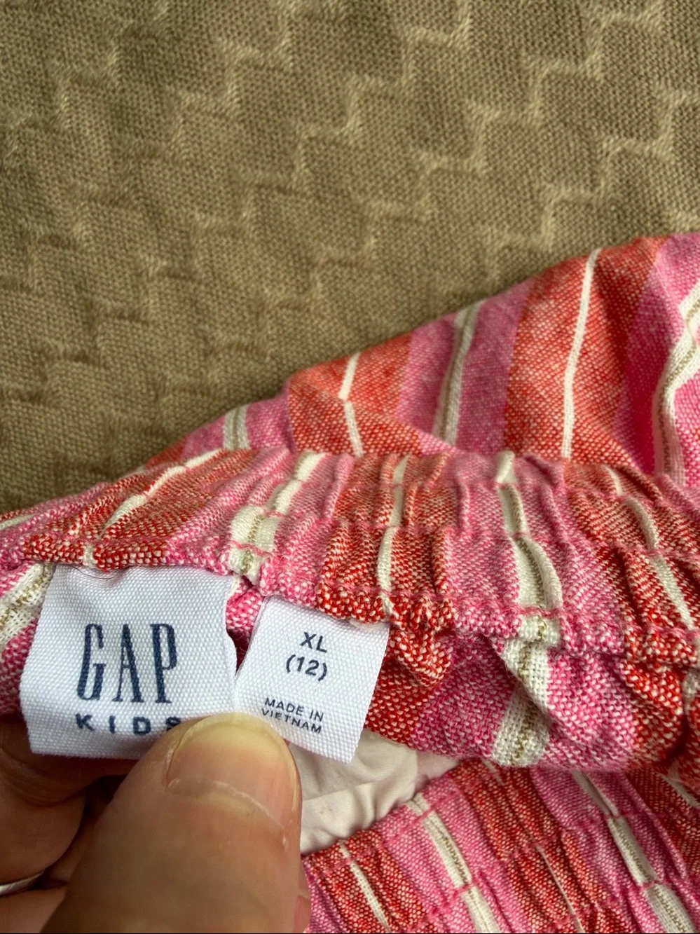 Girls GAP Pink and White Striped Linen Pants